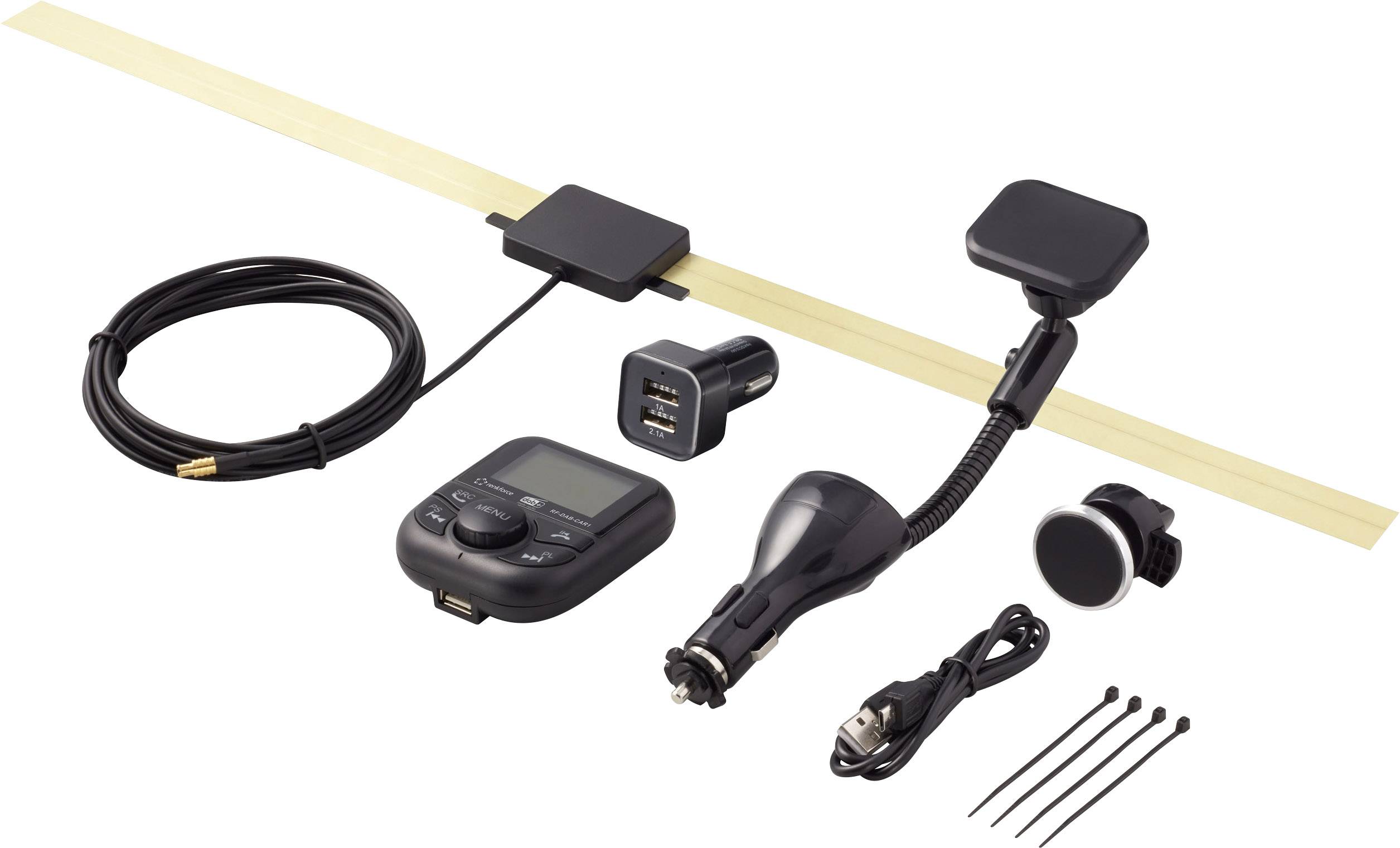 Renkforce RF-DAB-CAR1 Récepteur DAB+ Diffusion de musique Bluetooth, Fonction mains-libres, Fonction chargement-2