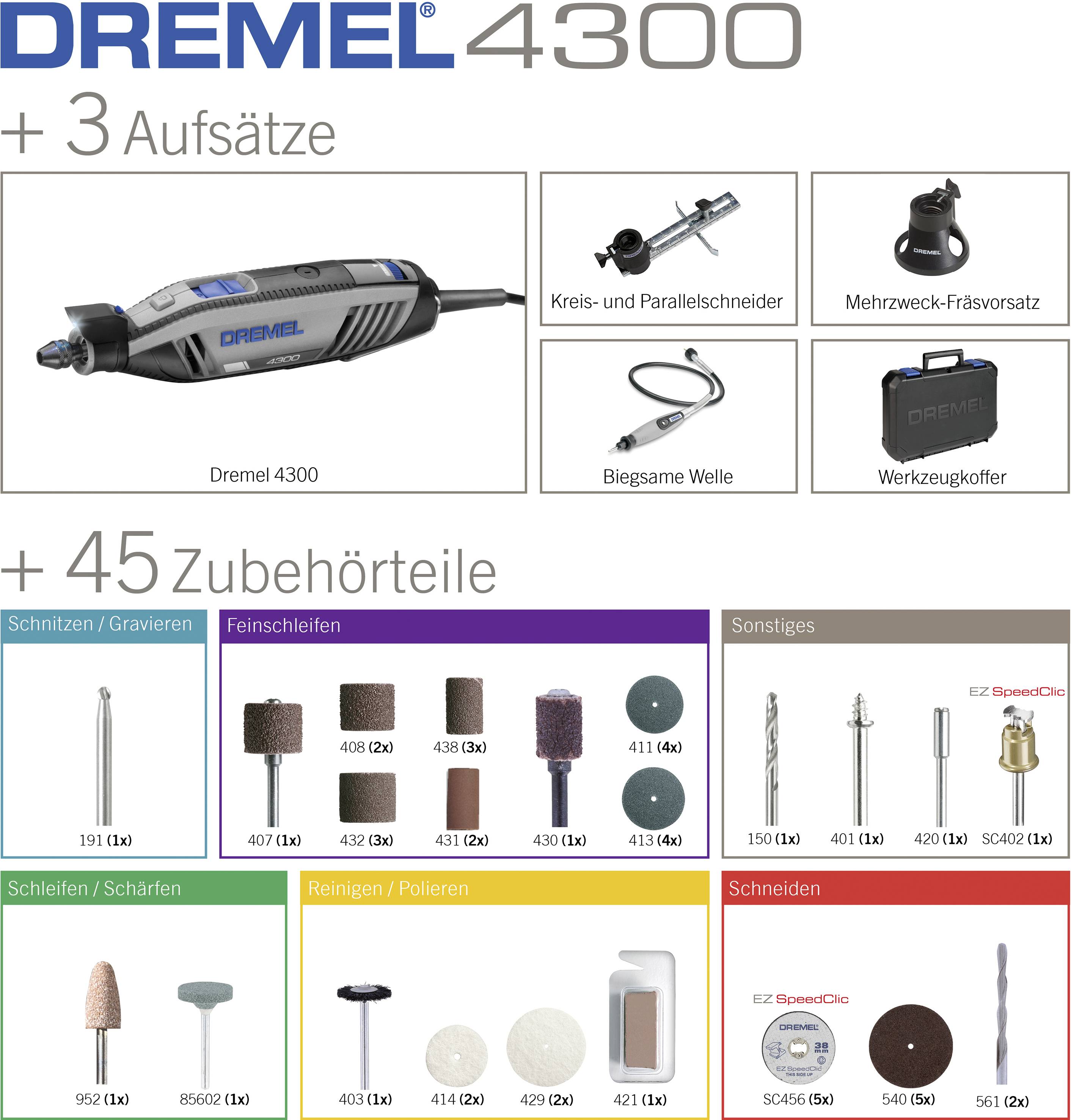 Outil multifonction Dremel 4300-3/45 F0134300JA + accessoires, + mallette 175 W-7