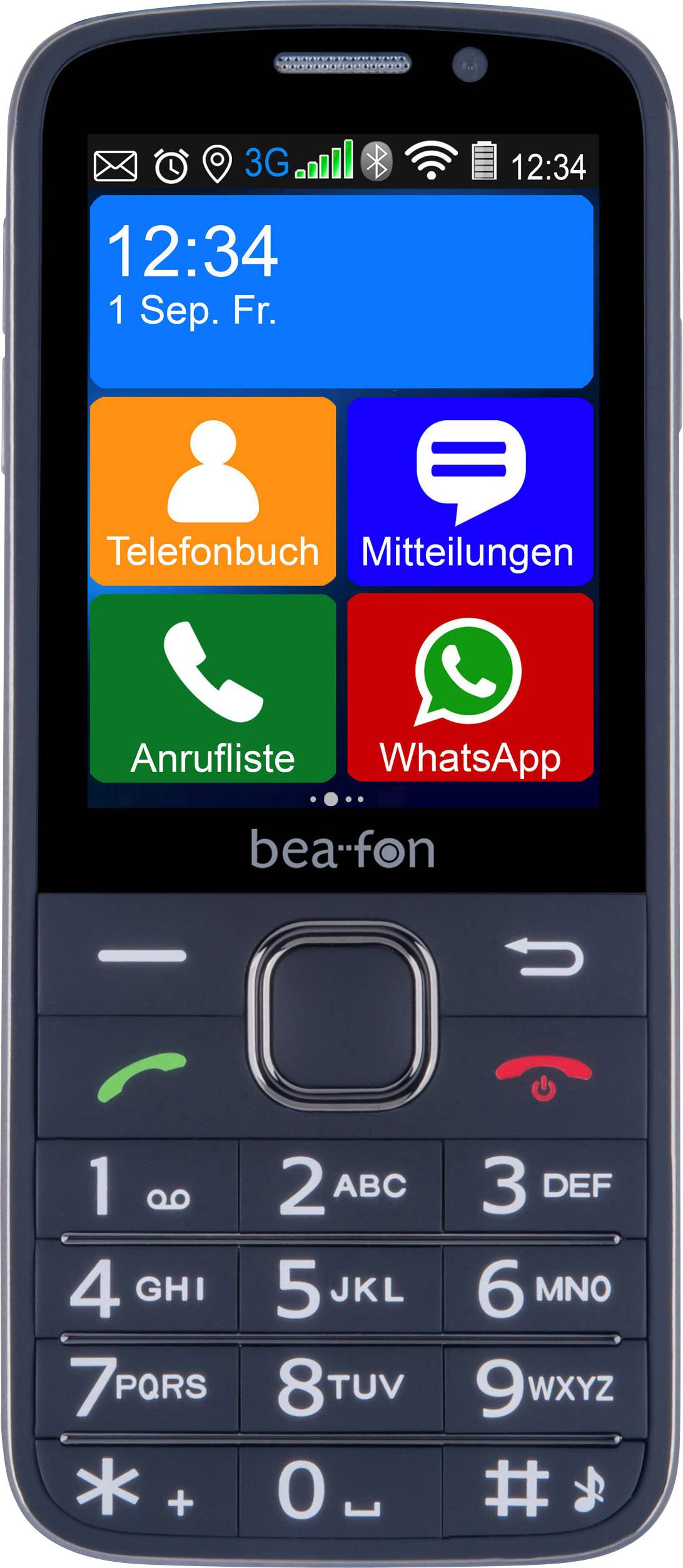 beafon SL820 Téléphone portable pour séniors avec station de charge, Touche SOS noir, argent-5