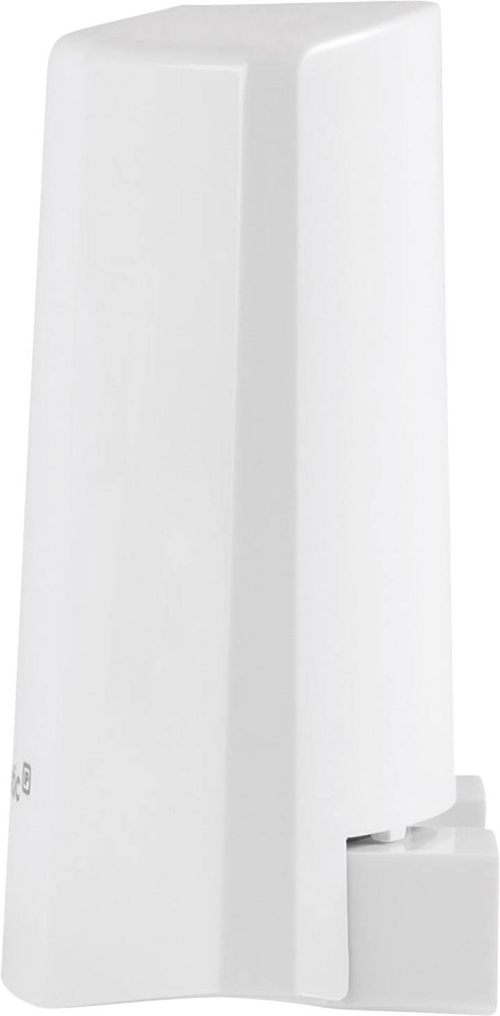 Appareil blanc vertical au design épuré, probablement un dispositif technique ou un article ménager.