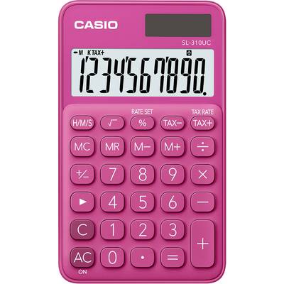 Casio SL-310UC-RD Calculatrice de poche rouge Ecran: 10 solaire, à pile(s) (l x H x P) 70 x 8 x 118 mm
