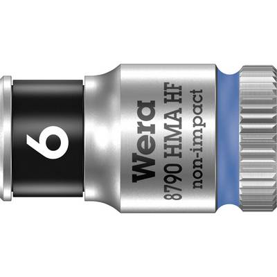 Gros plan d'un outil Wera portant l'inscription '8790 HMA HF, non-impact', montrant un embout de 6 mm avec fonction de maintien.