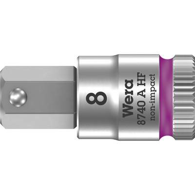 Adaptateur de clé à cliquet métallique portant l'inscription 'Wera 8740 A HF', taille '8', avec la mention 'non-impact'.