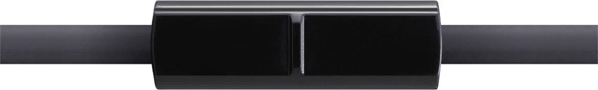 Ceinture noire avec une boucle rectangulaire au centre, design épuré.