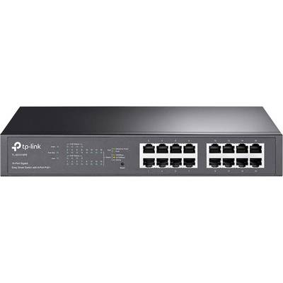 Un commutateur Ethernet 16 ports de TP-Link, modèle TL-SG1016PE, adapté à la gestion simple de réseau.