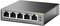 Commutateur de bureau Gigabit à 5 ports de TP-Link avec 4 ports PoE. La face avant montre les connexions réseau et les indicateurs de statut.