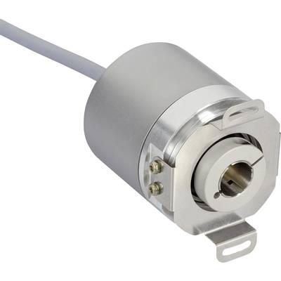 Un codeur cylindrique avec connexion par câble, de couleur argent, pour la détection de position. Adapté aux applications dans l'automatisation.