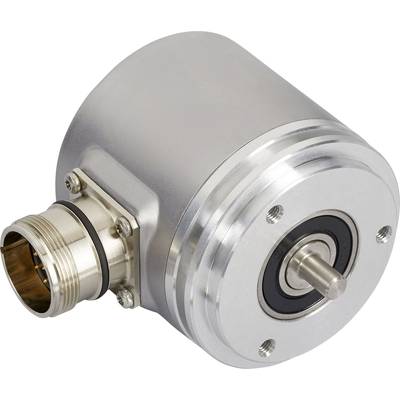 Un codeur rotatif cylindrique métallique avec connecteur, utilisé pour mesurer précisément la position ou la vitesse dans les machines.