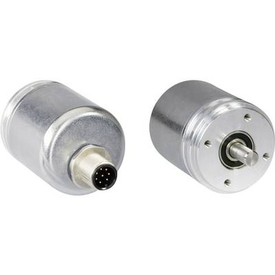 Deux capteurs cylindriques en métal, l'un montrant le côté de connexion avec des broches, l'autre l'axe de rotation.