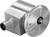 Un codeur rotatif métallique circulaire avec un connecteur sur l'arrière. Utilisé pour mesurer la position angulaire.