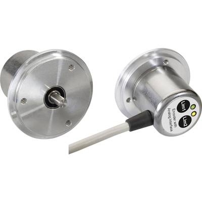 Deux vues d'un dispositif métallique cylindrique avec connexion de câble, probablement un encodeur, portant l'inscription 'Limit' et doté de voyants LED.
