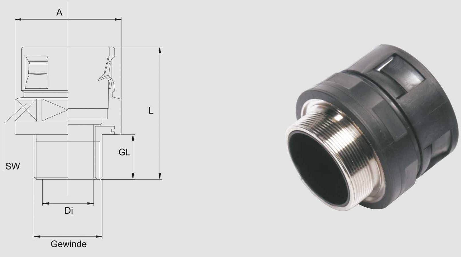 HELU 920229 HSSV MG M Raccord de tuyau gris M12 droit 1 pc(s)