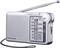 Un radio portable Panasonic avec réception FM/AM, commandes de réglage et de volume, antenne télescopique et dragonne.