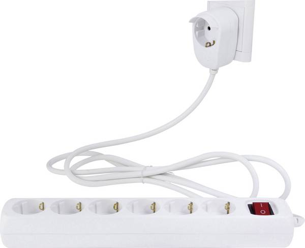 Bloc multiprise avec interrupteur REV 0012692114 x6 blanc contact de protection 1 pc(s)