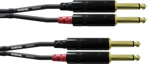 Câble adaptateur audio [2x Jack mâle 6.35 mm - 2x Jack mâle 6.35 mm] Cordial CFU 1,5 PP noir 1.50 m