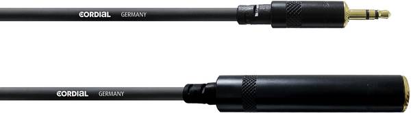 Rallonge audio [1x Jack mâle 3.5 mm - 1x Jack femelle 6.35 mm] Cordial CFM 0,15 WK noir 15.00 cm