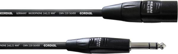 Câble de liaison XLR [1x XLR mâle - 1x Jack mâle 6.35 mm] Cordial CIM 1,5 MV noir 1.50 m