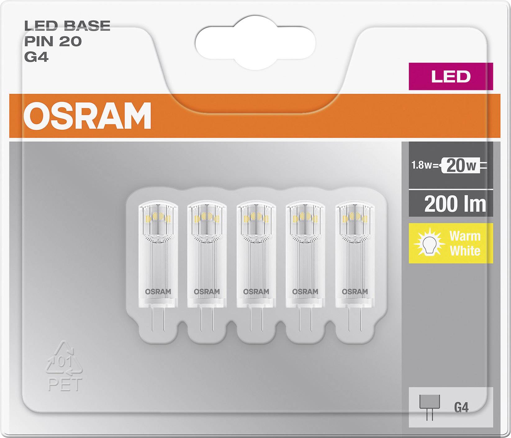 Ampoule LED G4 OSRAM 4058075093959 1.8 W = 20 W blanc chaud (Ø x L) 14