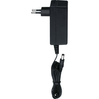Adaptateur secteur noir avec fiche européenne et câble connecté. Adapté aux appareils électroniques, portable et polyvalent.