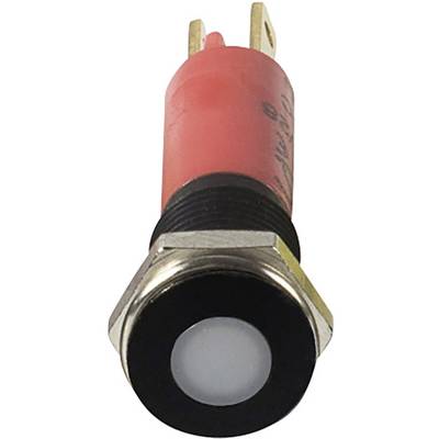 Un interrupteur bouton-poussoir rouge et rond avec un bord noir et des contacts métalliques, adapté aux applications de circuits électriques.