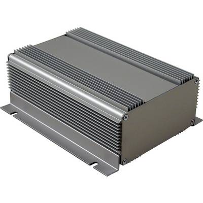 Boîtier métallique d'un appareil électronique avec des ailettes de refroidissement sur le dessus pour dissiper la chaleur.