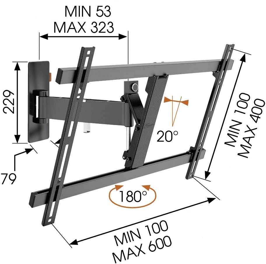 Vogel's WALL 3325 Support mural TV 101,6 cm (40") - 165,1 cm (65") mobile, inclinable-2