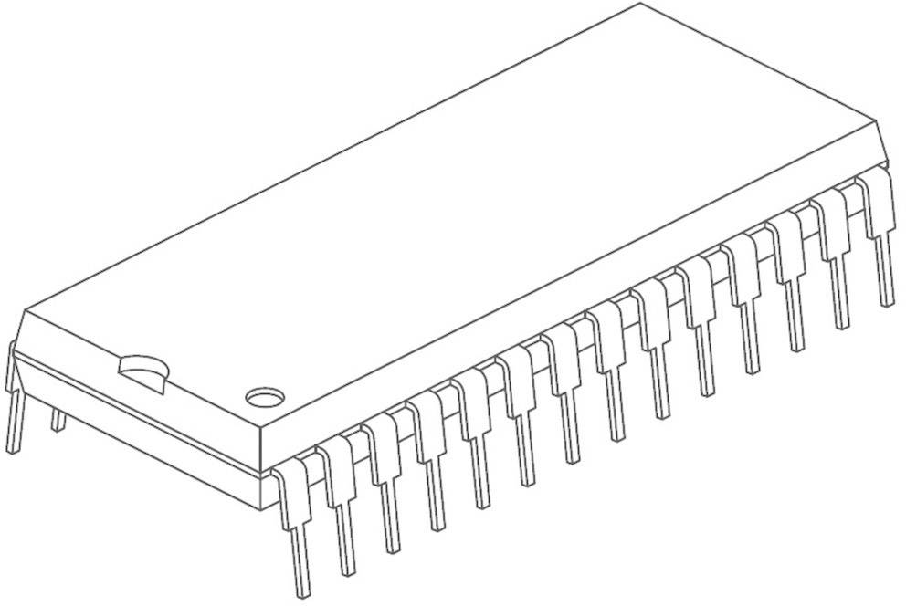 Un contour de micropuce électronique avec plusieurs broches, probablement destiné à être utilisé dans des appareils électroniques.