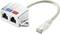 'Prise réseau double RJ45 avec câble Ethernet, adaptée aux connexions de bureau à domicile.'