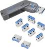 LogiLink Verrouillage de port USB USB PORT LOCK, 1 KEY + 8 LOCKS jeu de 8 argent, bleu avec 1 clé AU0045