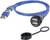 Un câble USB bleu avec quatre ports. À côté, un capuchon noir pour protéger les connexions.