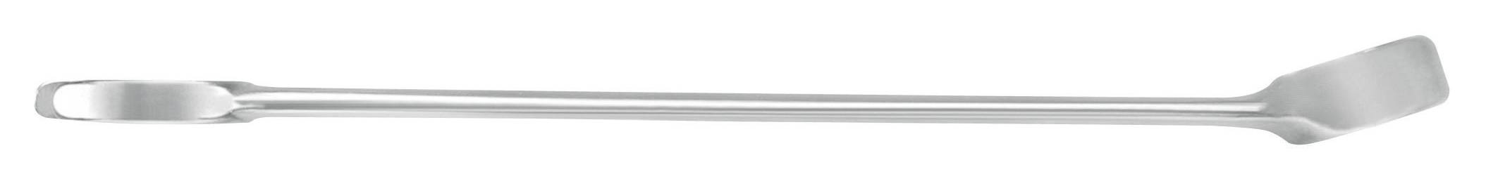 Une pelle à pizza en argent avec une spatule rectangulaire et un long manche. Idéale pour soulever et transporter des pizzas.