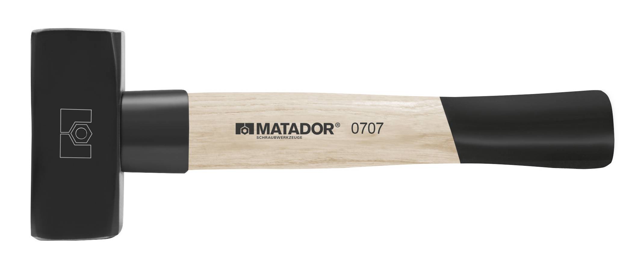 Marteau à main avec tête noire et manche en bois, portant l'inscription 'MATADOR' sur le manche.