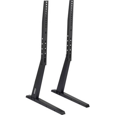 Deux supports métalliques noirs avec des trous ajustables, robustes et adaptés au montage d'équipements.