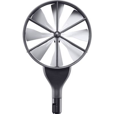 Petit ventilateur portable avec poignée noire et pales blanches. Idéal pour se rafraîchir en déplacement.