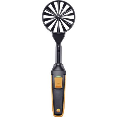 Un appareil de mesure des flux d'air avec une grande roue à ailettes, noir avec des accents orange, pour des mesures précises en technique de ventilation.