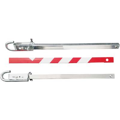 Trois barres métalliques, deux en acier, dont une rayée rouge et blanche, probablement utilisées pour des barrières.
