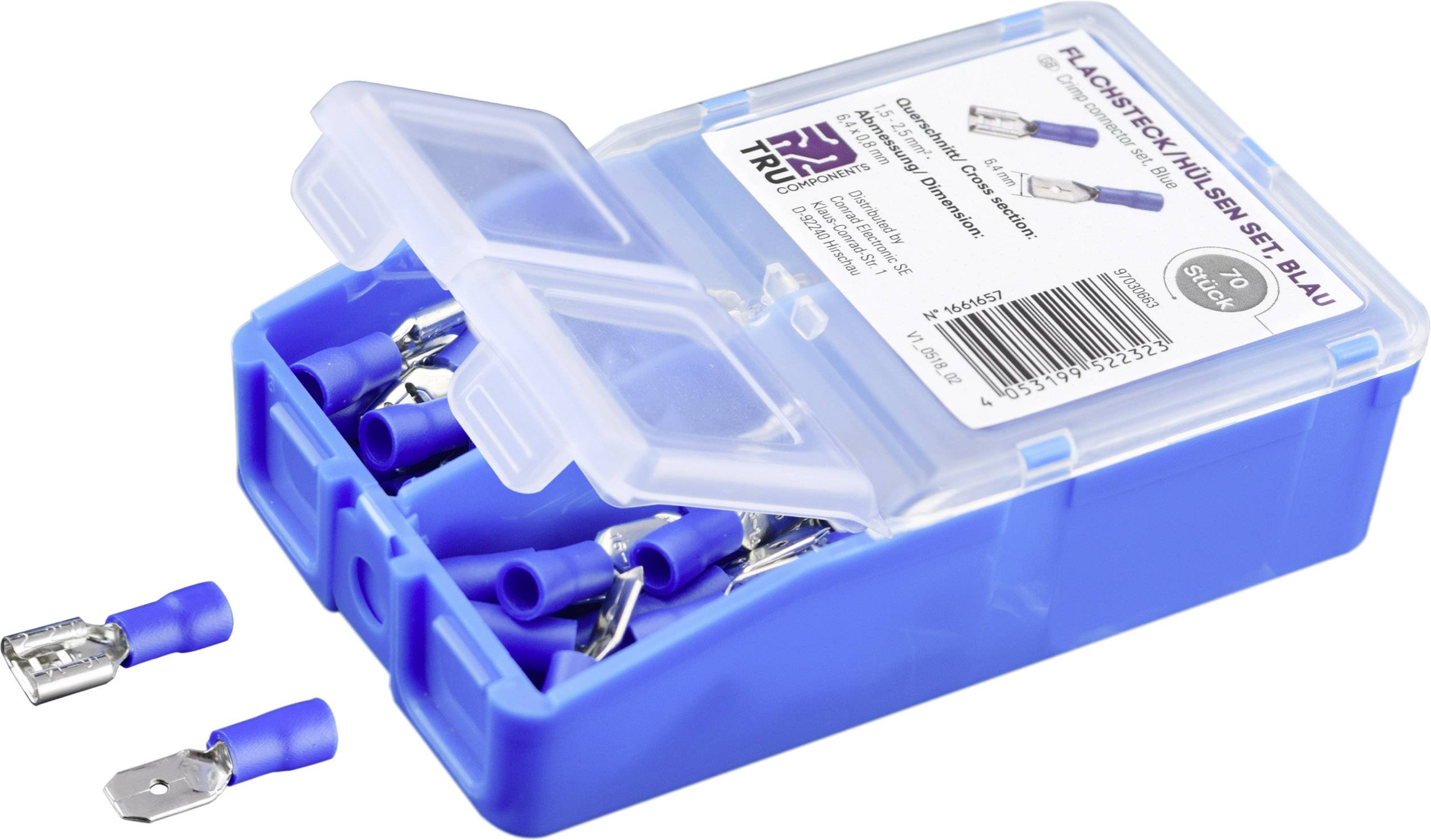TRU COMPONENTS TC-6646628 Assortiment de cosses à sertir 1.50 mm² 2.50 mm² bleu 140 pc(s)