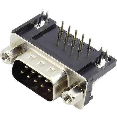 Une fiche métallique à neuf broches visibles, appartenant à un connecteur électronique.