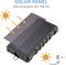 Module solaire : Convertit la lumière solaire en énergie. Taux d'efficacité : 400 mA. Les flèches indiquent le flux énergétique. Les symboles illustrent la charge.