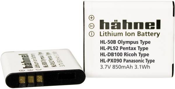 Hähnel Fototechnik HL-50B Batterie pour appareil photo Remplace l'accu d'origine LI-50B, Li-52B, D-LI92, DB-100 3.7 V 850 mAh