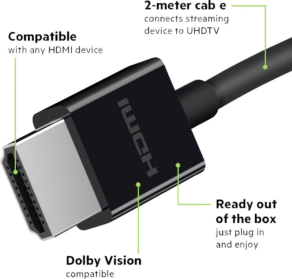 Belkin HDMI Câble de raccordement Fiche mâle HDMI-A, Fiche mâle HDMI-A 2.00 m noir AV10175bt2M-BLK 4K UHD Câble HDMI-5