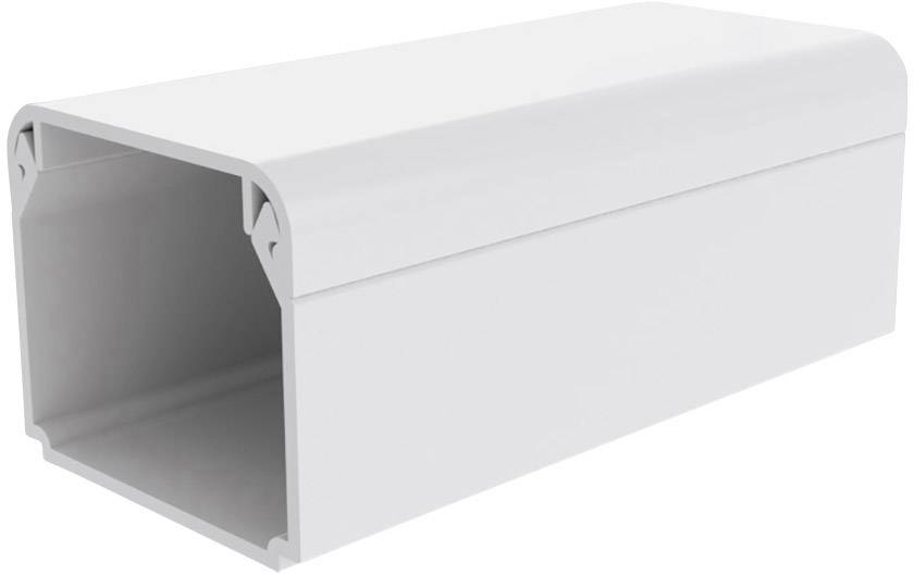 Un conduit de câble rectangulaire blanc utilisé pour le rangement ordonné des câbles. Il présente une surface lisse et des angles arrondis.