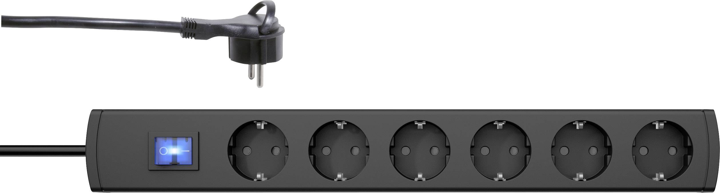 Bloc multiprise avec interrupteur Kopp 233405007 x6 anthracite contact de protection 1 pc(s)