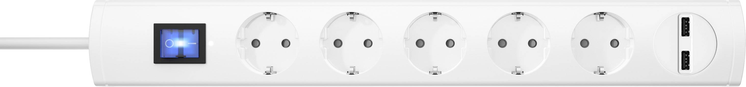 Bloc multiprise avec interrupteur Kopp 233602000 x5 blanc contact de protection 1 pc(s)
