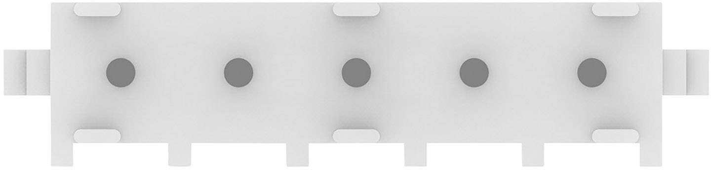 Forme rectangulaire grise avec quatre fentes verticales et cinq points sombres répartis uniformément au centre.