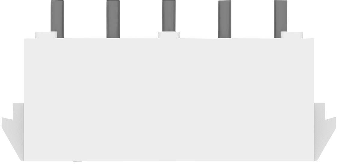 Un bloc blanc rectangulaire avec cinq stylos gris verticaux au-dessus.
