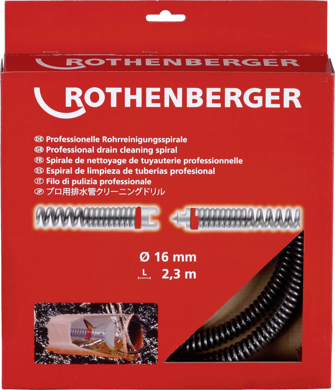 Rothenberger SMK 72433 Spirale de nettoyage des tuyaux 230 cm Dimension  produit, Ø 16 mm - Conrad Electronic France