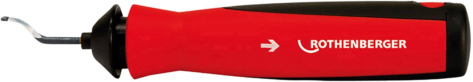 Outil de déburbage rouge avec poignée rouge et pointe noire, portant l'inscription 'ROTHENBERGER' en blanc.