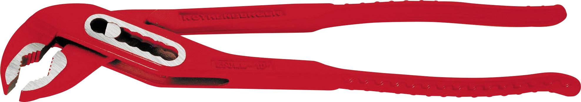 Pince multiprise rouge pour pompe à eau avec mâchoires réglables pour saisir des tuyaux et des écrous.