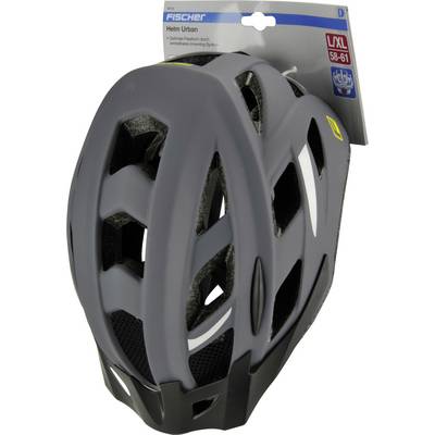 Casque de vélo gris 'Fischer Helm Urban' avec orifices de ventilation et système de fermeture ajustable, taille L/XL (58-61 cm).